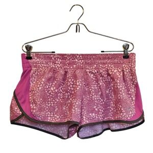 Nike Dri-FIT Running Shorts Women's Size L Pink White Pattern Athletic